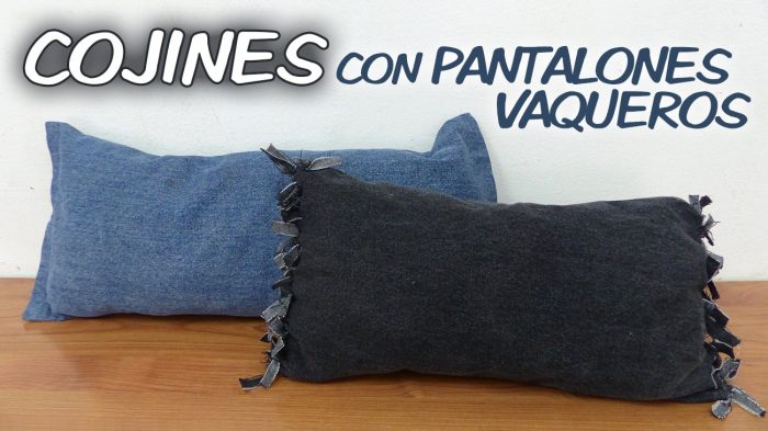 Como hacer COJINES SIN COSER / Reciclar Pantalones 👖 - Idea Tú Mismo